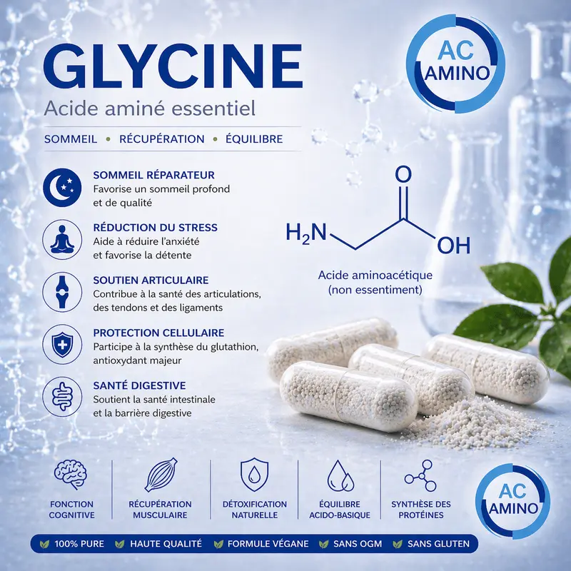 Glycine 100% Poudre Pure – Votre Allié Naturel pour la Régénération Musculaire et le Métabolisme