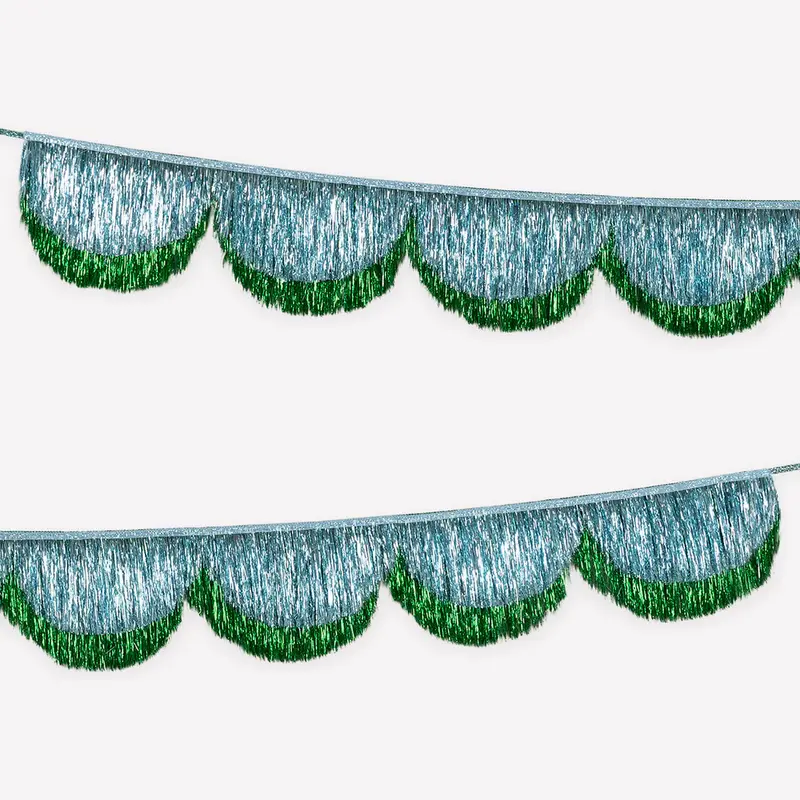 Guirnalda de flecos brillantes azul y verde