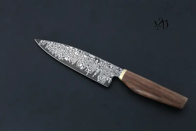 Gyuto Damasco 180 mm. Cuchillo Forjado a Mano con Acero al Carbono