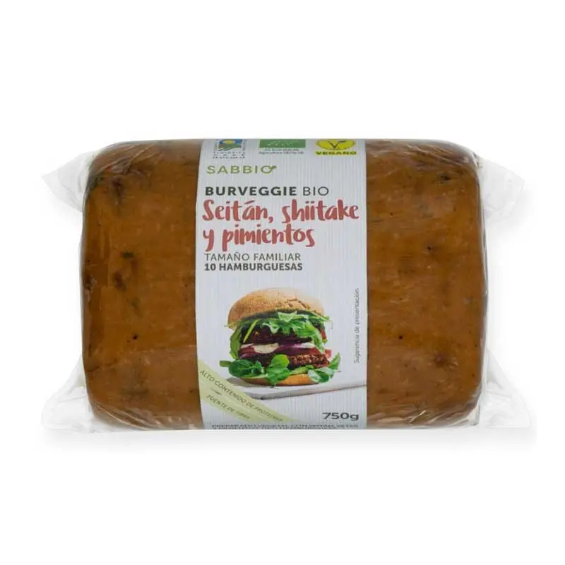 Hamburguesa seitan shitake pimientos granel Bio 750g SABBIO