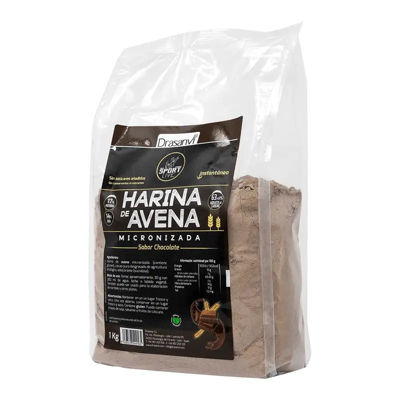 HARINA AVENA SABOR CHOCOLATE 1KG SPORT LIVE DRASANVI