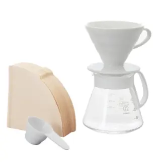 Hario Kit V60 Dripper Cerámica 02 Blanco