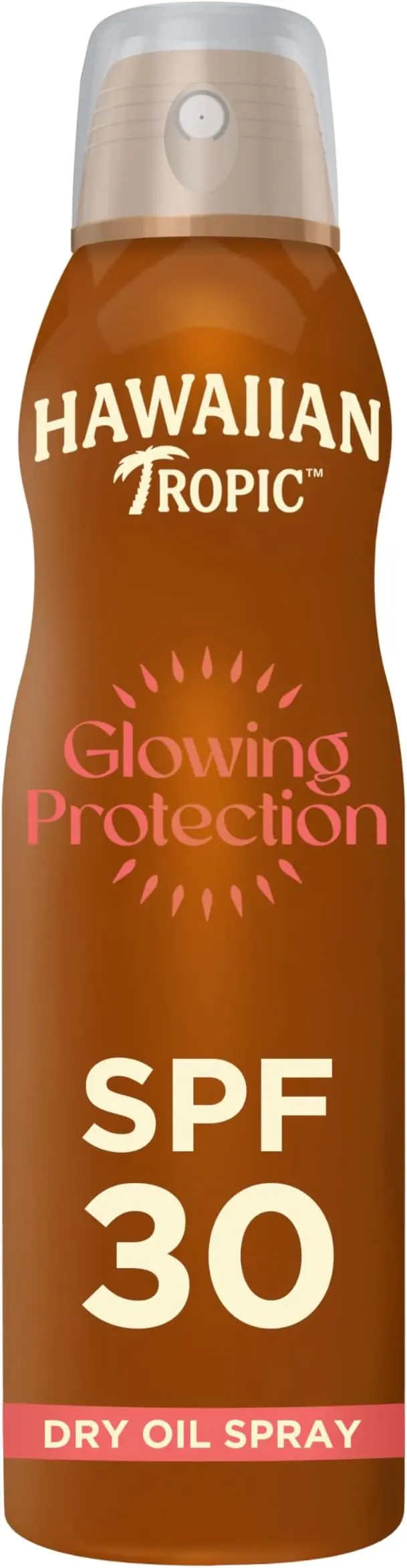 Hawaiian Tropic Protective Bruma Aceite Seco SPF 30, 180 ml. Bronceador en spray con Aceite de Argán para una protección alta, un brillo saludable y un aroma a coco y mango.