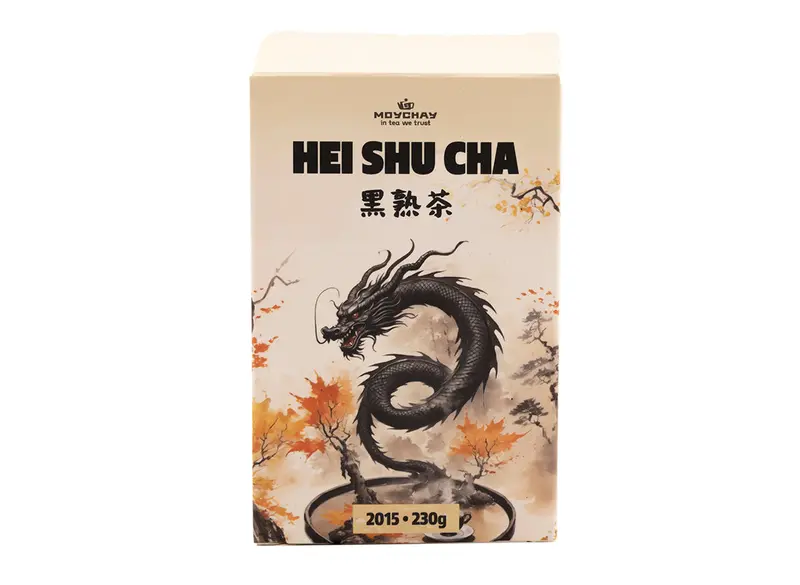 Hei Shu Cha, 2015 (té oscuro añejado característico de Moychay, de Anhua, provincia de Hunan, 2015), ladrillo de 230 g
