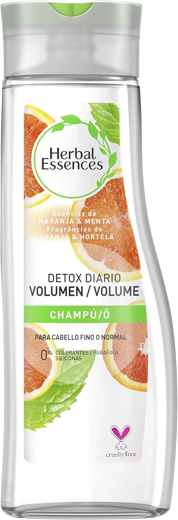 Herbal Essences Detox Diario Volumen, Champú para Cabello Fino con Naranja y Menta, 400ml. Una fórmula inspirada en la naturaleza para un pelo limpio, brillante y con cuerpo.