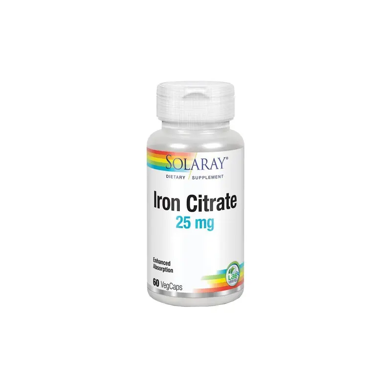 Hierro citrato 25 mg - 60 vegecápsulas - Solaray