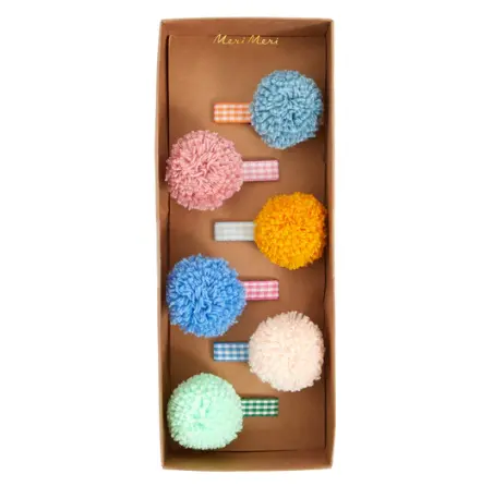Horquillas vichy y pompom