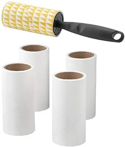 IKEA BÄSTIS Pack de 4 Rodillos Quitapelusas Completos. Mantén uno en casa, en el coche y en la oficina. Cada rodillo incluye 40 hojas adhesivas. Mango gris.