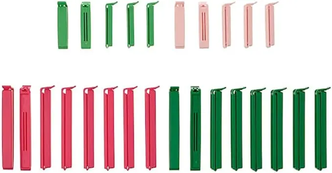 Ikea BEVARA Set de 30 Clips para Sellar Bolsas, Multicolor. Mantén tus alimentos frescos por más tiempo y organiza tu despensa con estas prácticas pinzas de cierre hermético en dos tamaños.