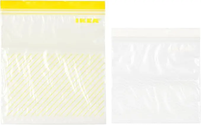 Ikea ISTAD Pack de 50 Bolsas para Congelar con Cierre, Amarillo/Blanco. El set de inicio perfecto con 25 bolsas de 2,5L y 25 de 1,2L para organizar tu cocina y conservar tus alimentos.