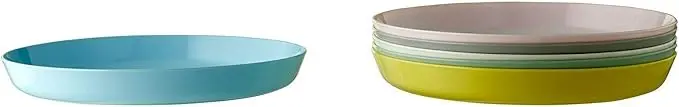 Ikea KALAS Set de 6 Platos de Plástico para Niños, Colores Pastel. La vajilla ideal para que los niños coman solos, con borde alto para evitar derrames. Resistente, apilable y segura.