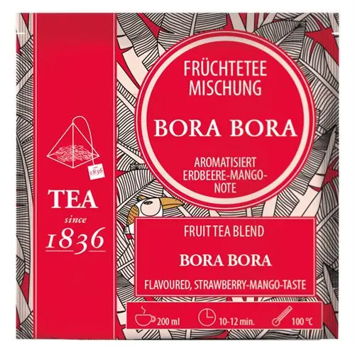 Infusión de frutas Bora Bora Fresa Mango, Caja de 50 Píramides en Bolsas
