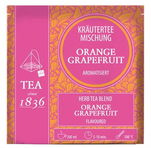 Infusión de Hierbas con Naranja y Pomelo, Caja de 50 Píramides de Té en Bolsas