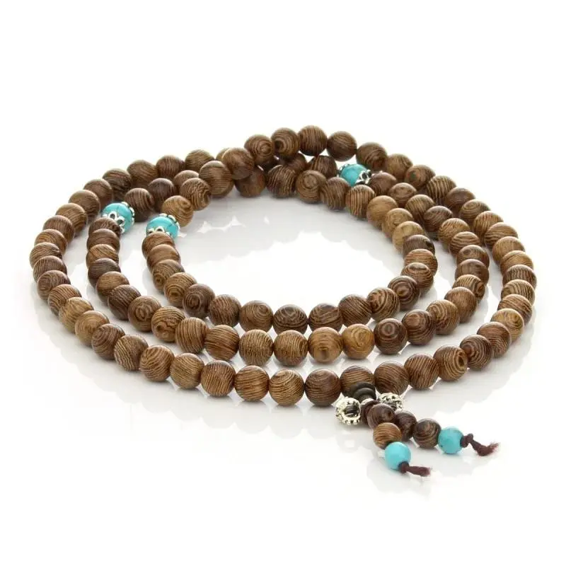 Japa mala madera con turquesa
