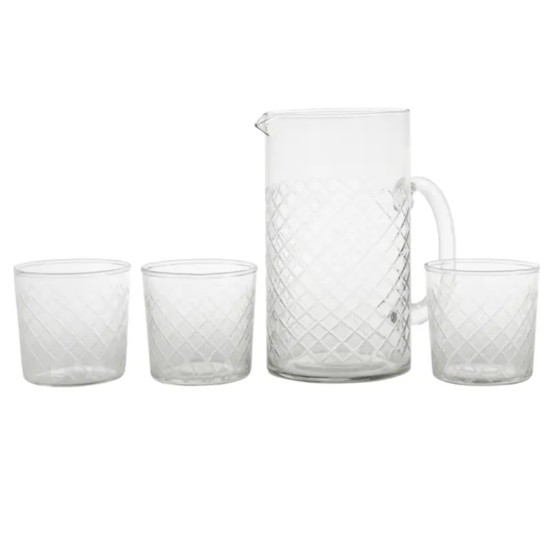 Jarra y vasos de cristal tallado
