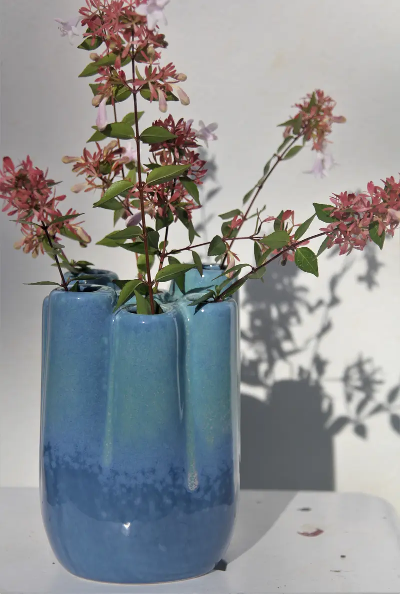 Jarrón Cerámico Coral Dos Azules