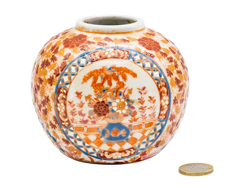 Jarrón chino de porcelana antiguo pintado a mano, sin tapa # 93219