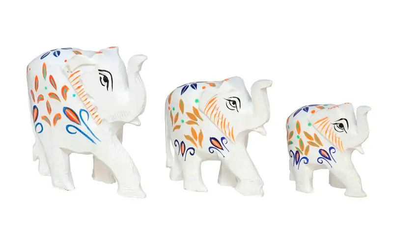 Juego 3 elefantes multicolor Shiva 7-10-12cm