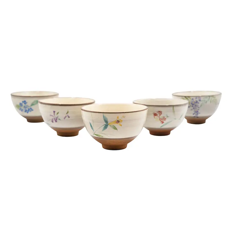 Juego de 5 tazas de té japonesas vintage # 95071