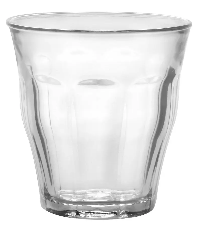 Juego de 6 Vasos Duralex Picardie de 250 ml. Vidrio templado de alta resistencia a golpes y cambios de temperatura. Diseño icónico francés, apilables y aptos para lavavajillas y microondas.