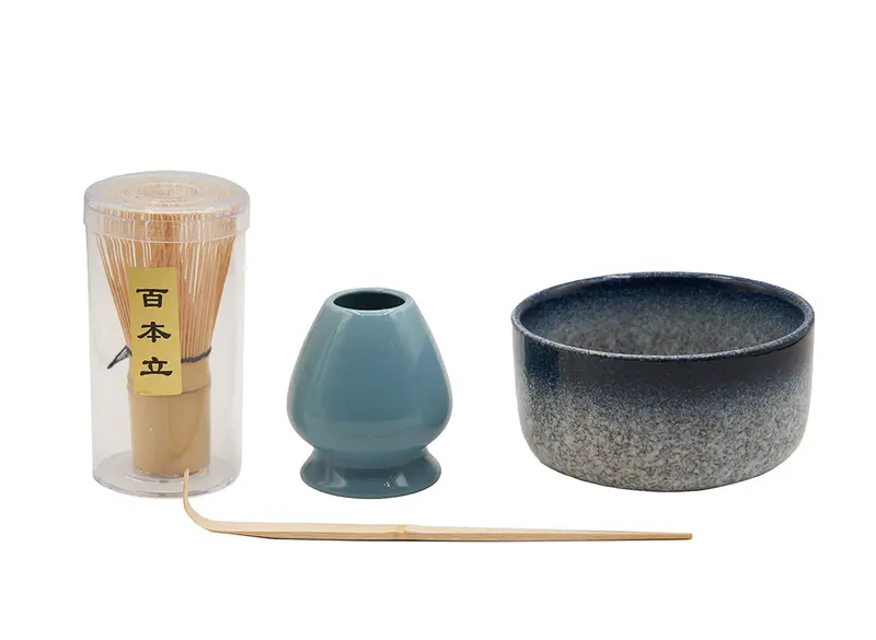 Juego de té matcha azul degradado, 4 piezas/juego n.° 93996