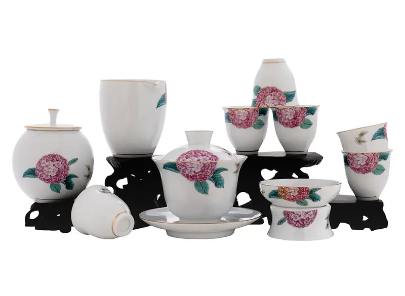 Juego para la ceremonia del té (10 artículos) # 91003, porcelana