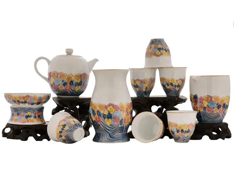 Juego para la ceremonia del té (10 artículos) # 91016, porcelana