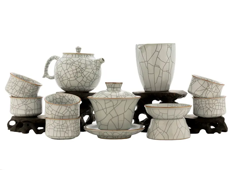 Juego para la ceremonia del té (10 artículos) # 91056, porcelana