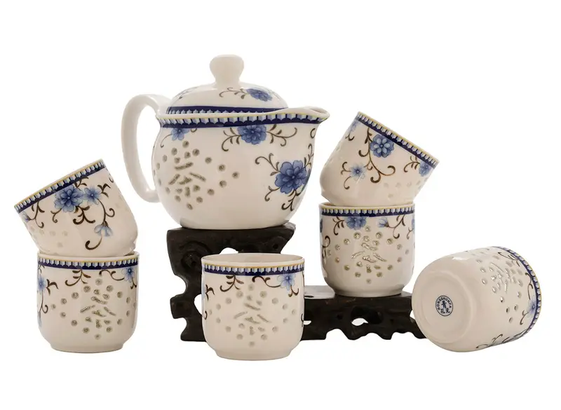 Juego para la ceremonia del té (7 artículos) # 91005, porcelana