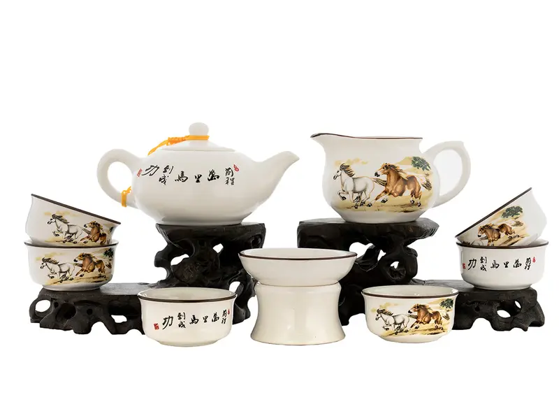 Juego para la ceremonia del té (9 artículos) # 91015, porcelana