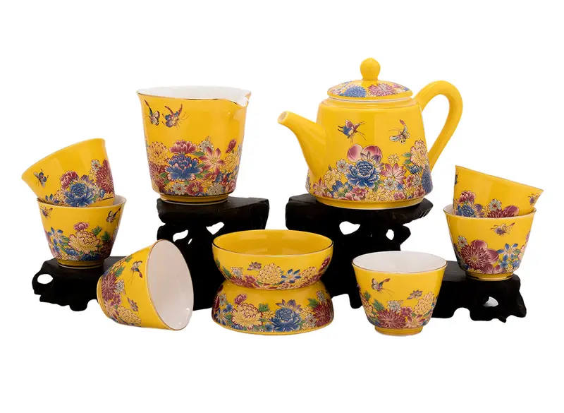 Juego para la ceremonia del té (9 artículos) # 91025, porcelana