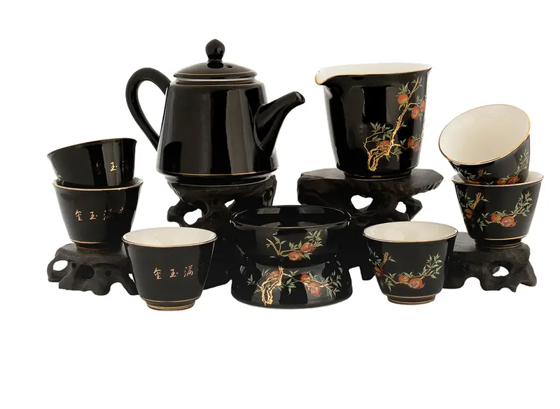 Juego para la ceremonia del té (9 artículos) # 91032, porcelana