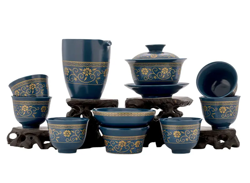 Juego para la ceremonia del té (9 artículos) # 91033, porcelana