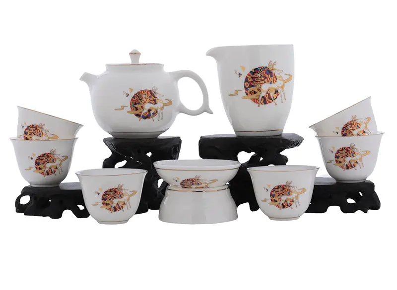 Juego para la ceremonia del té (9 artículos) # 91036, porcelana