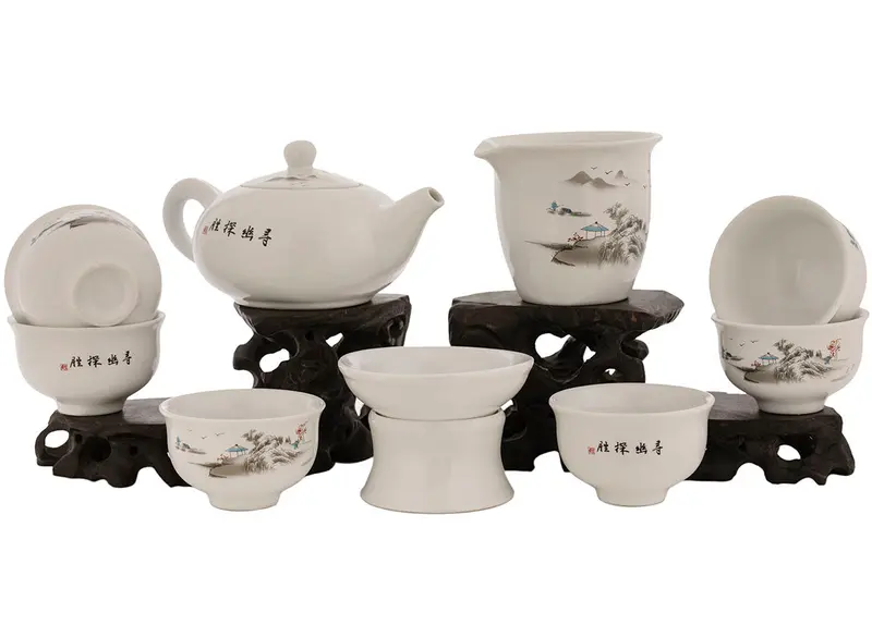 Juego para la ceremonia del té (9 artículos) # 91038, porcelana