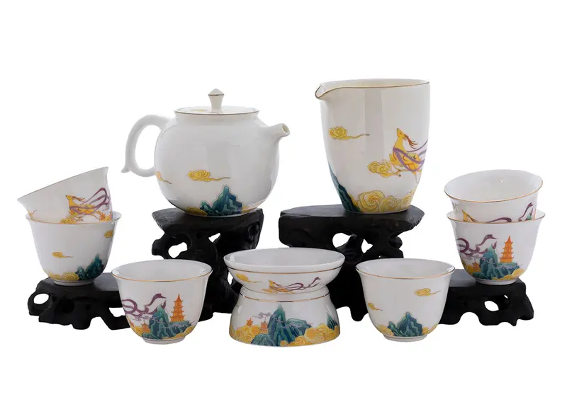 Juego para la ceremonia del té (9 artículos) # 91040, porcelana