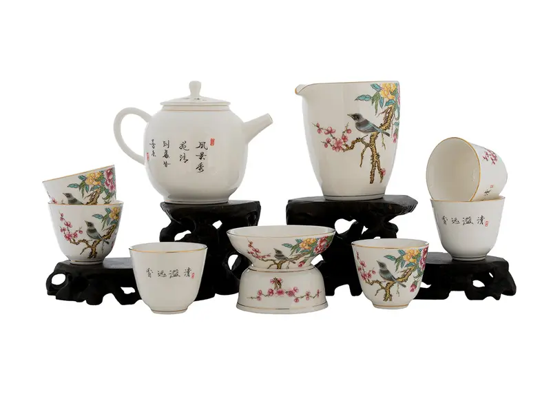 Juego para la ceremonia del té (9 artículos) # 91042, porcelana