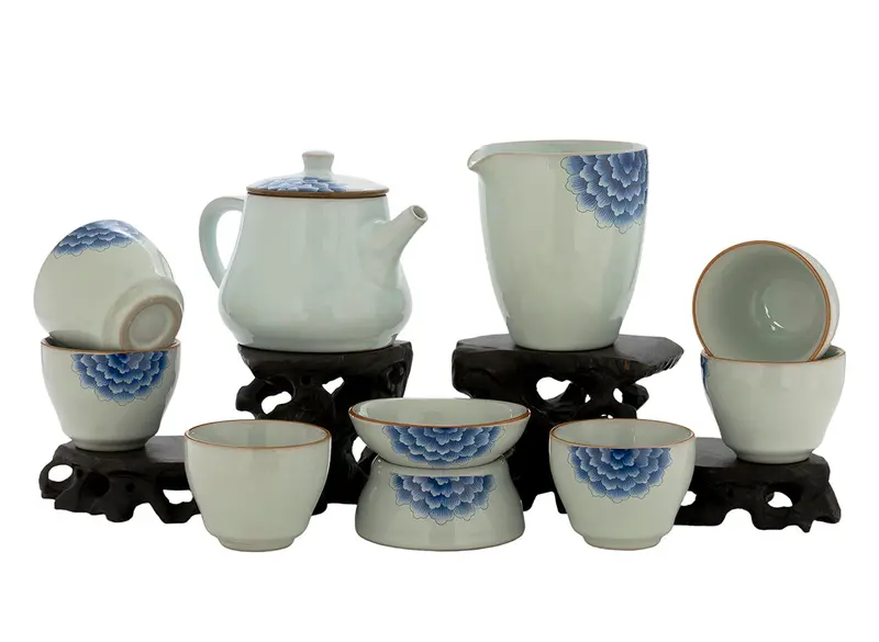 Juego para la ceremonia del té (9 artículos) # 91054, porcelana