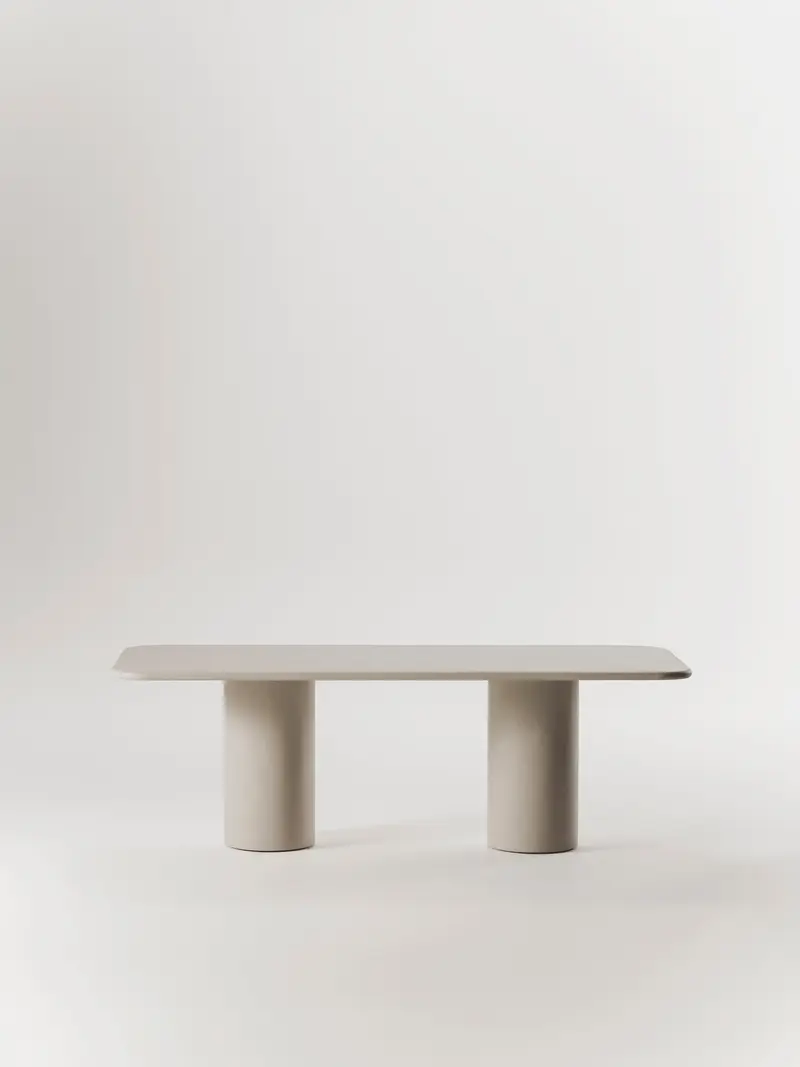 Julinha dining table in microcement with white beech legs