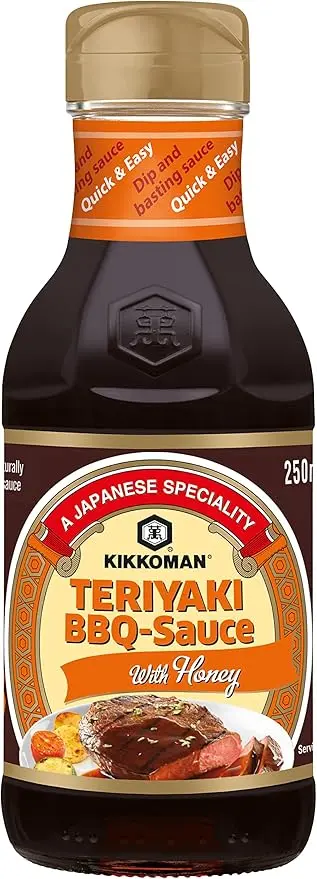 Kikkoman Salsa Teriyaki Barbacoa con Miel, 250ml. La marinada y glaseado perfectos para tus barbacoas, con el toque dulce de la miel para un acabado caramelizado y extra jugoso.
