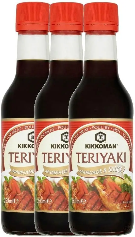 Kikkoman Salsa Teriyaki para Marinar, Pack Ahorro de 3 Botellas (3x250ml). Abastécete del sabor japonés más versátil para tus marinadas, salteados y barbacoas.