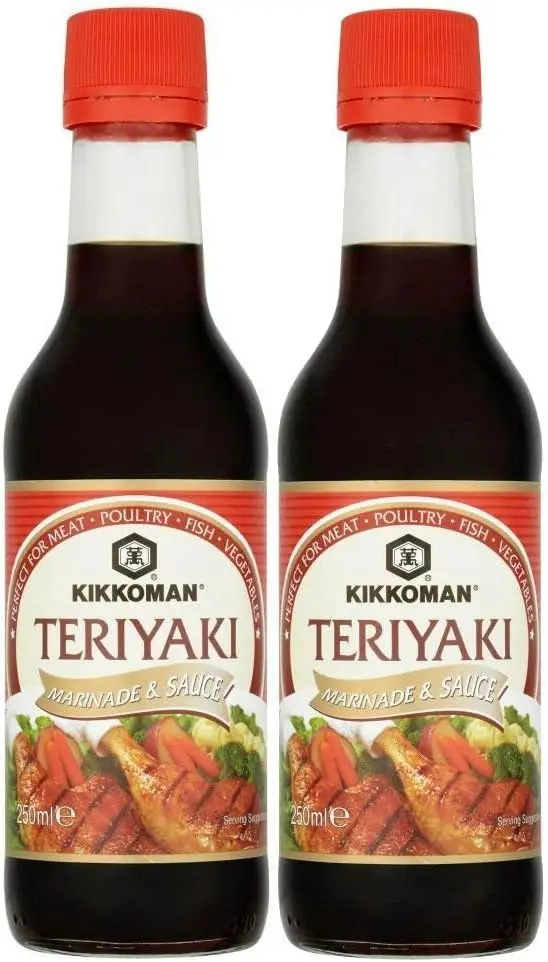 Kikkoman Salsa Teriyaki para Marinar, Pack de 2 Botellas (2x250ml). El secreto para dar a tus carnes, pescados y verduras un auténtico sabor japonés, dulce y salado, y un glaseado perfecto.