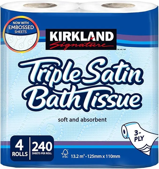 Kirkland Signature Papel Higiénico de 3 Capas, Pack Ahorro de 40 Rollos (10x4). Abastécete de confort y calidad con este formato familiar que garantiza suavidad y resistencia duraderas.