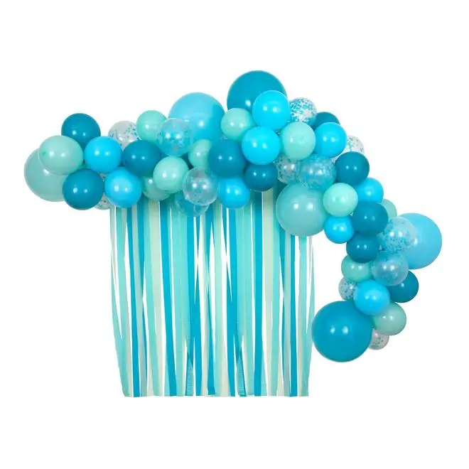 Kit de globos y serpentinas azules