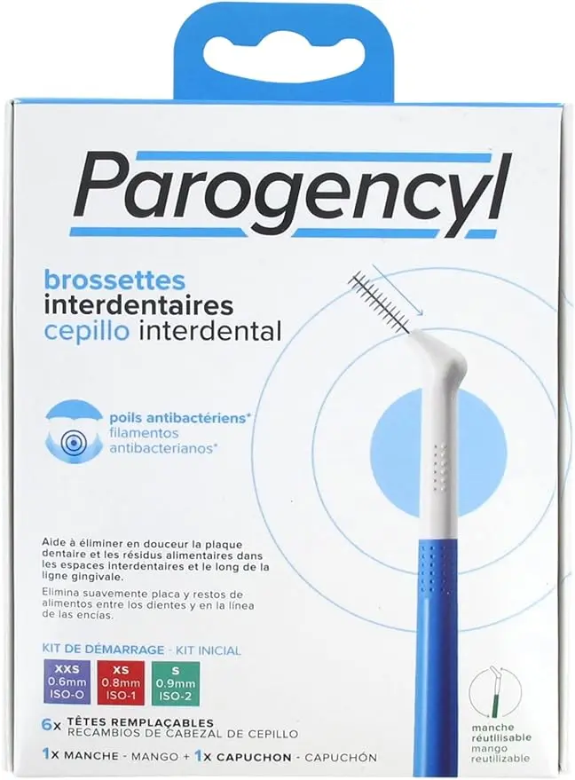 Kit de Inicio de Cepillos Interdentales Parogencyl. El set esencial con un mango y recambios para una limpieza más eficaz y suave entre los dientes y las encías.