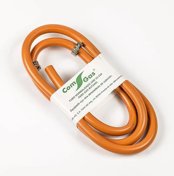 Kit de Manguera para Gas Butano de 1,5 metros con 2 abrazaderas. Un conjunto completo y seguro para la instalación de tus aparatos de gas, cumpliendo la norma UNE 53.539.