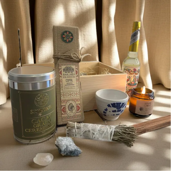 Kit Ritual Completo de Cacao Ceremonial – Caja Premium de Madera