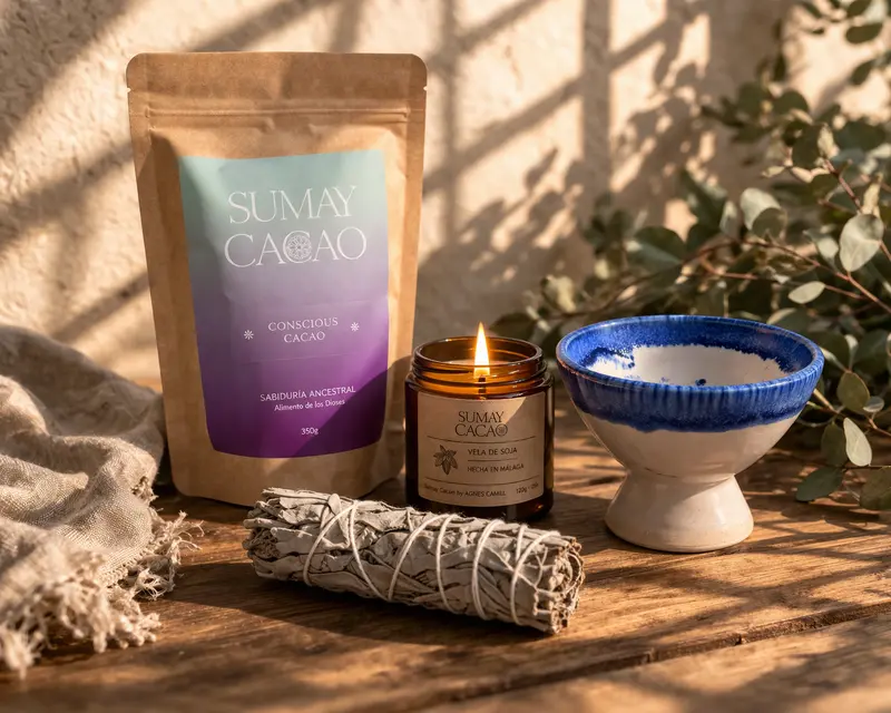 Kit Ritual del Hogar con Cacao Ceremonial – Copalera, Salvia y Vela