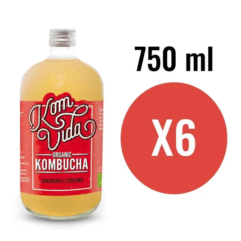 Kombucha Zanahoria y curcuma Bio 6x750ml Komvida