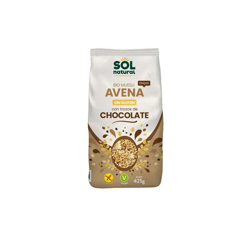 Krunchy avena sin gluten chocolate bio 360g Sol Natural